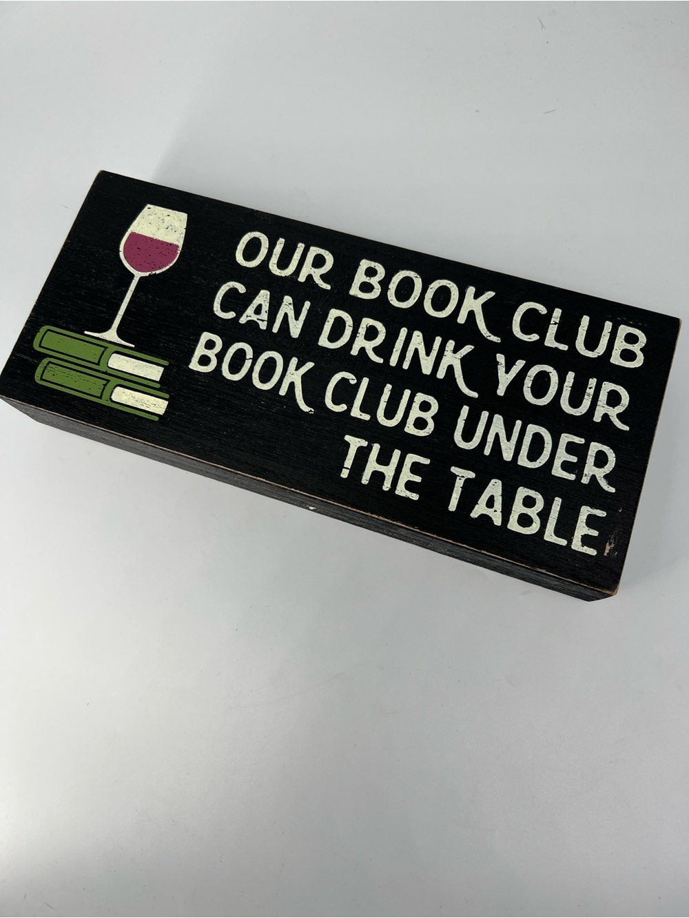 Black "Our Book Club" Decorative Table Sign